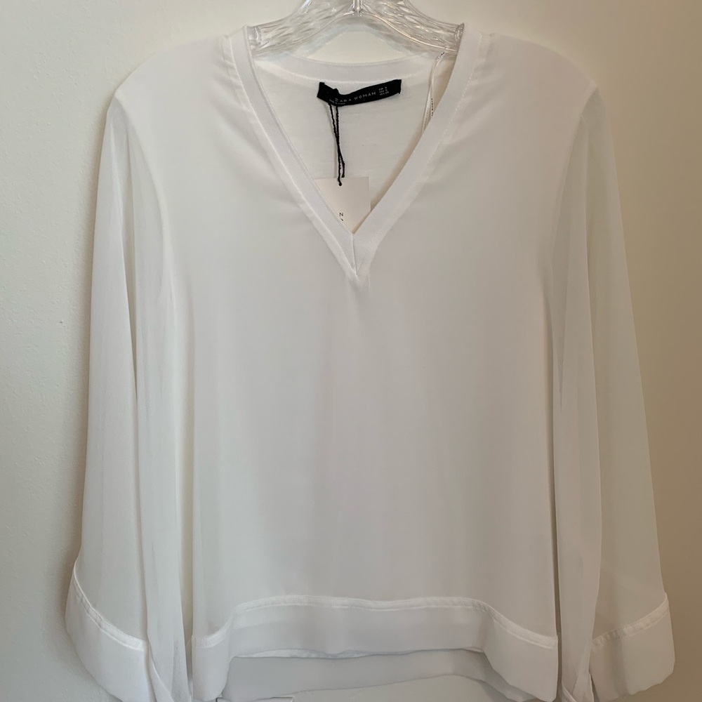Zara woman small white top, new with tags
